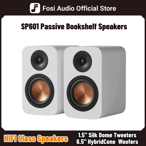 Fosi Audio SP601 Passive Bookshelf Speaker Wooden 160W Studio Monitor Speakers For TV Computer Desktop Hifi Home Theater