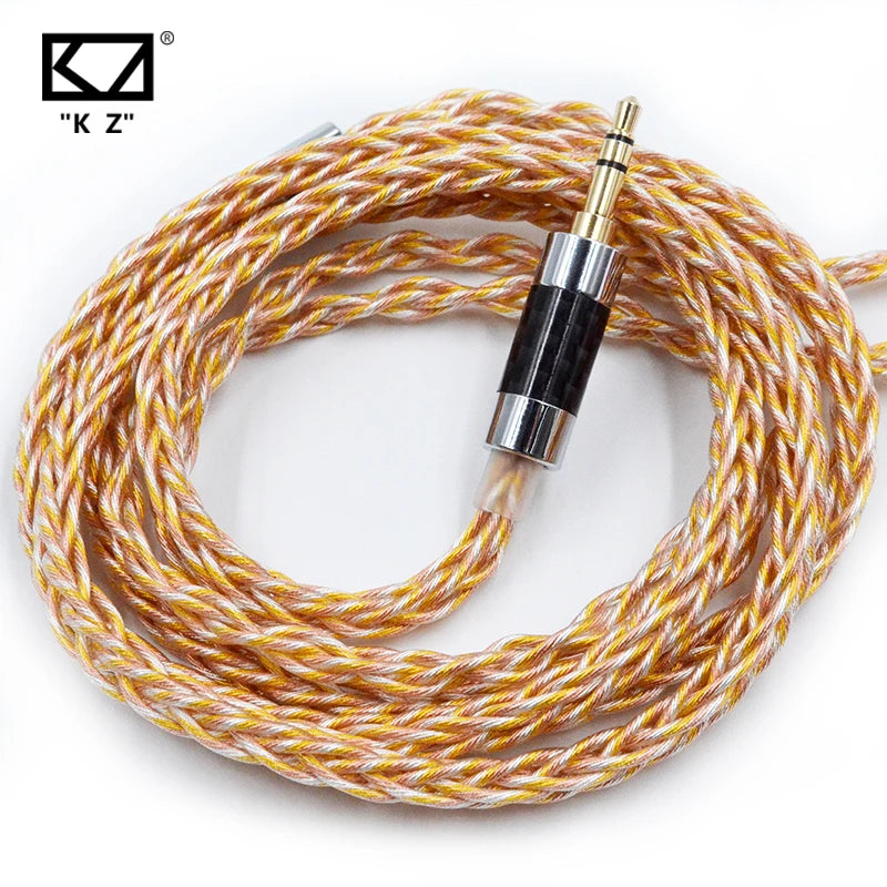 KZ Cabo 8 Núcleos Dourado/Prateado 3.5mm