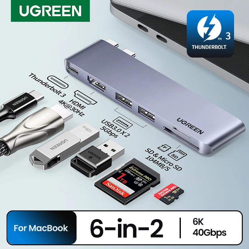 UGREEN Hub USB-C 6em2 HDMI 4K Thunderbolt 3