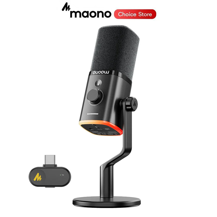 MAONO PD100W Microfone Dinâmico sem Fio USB para Live e Podcast