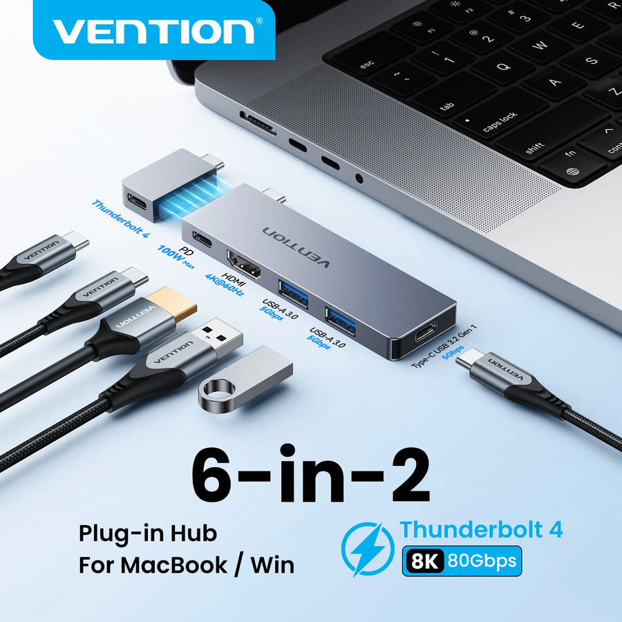Vention Hub USB-C 6em2 Thunderbolt 4 80Gbps 8K