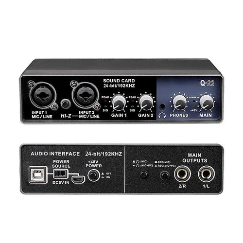Interface de Áudio USB Q-24/Q-12/Q-22 48V Phantom