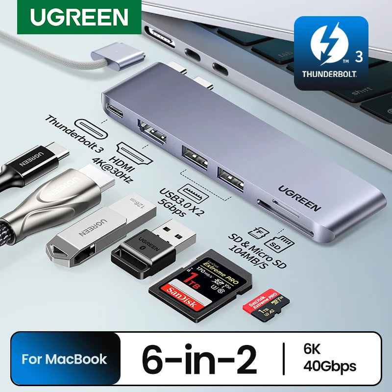 UGREEN Hub USB-C 6em2 Thunderbolt 3 HDMI 4K