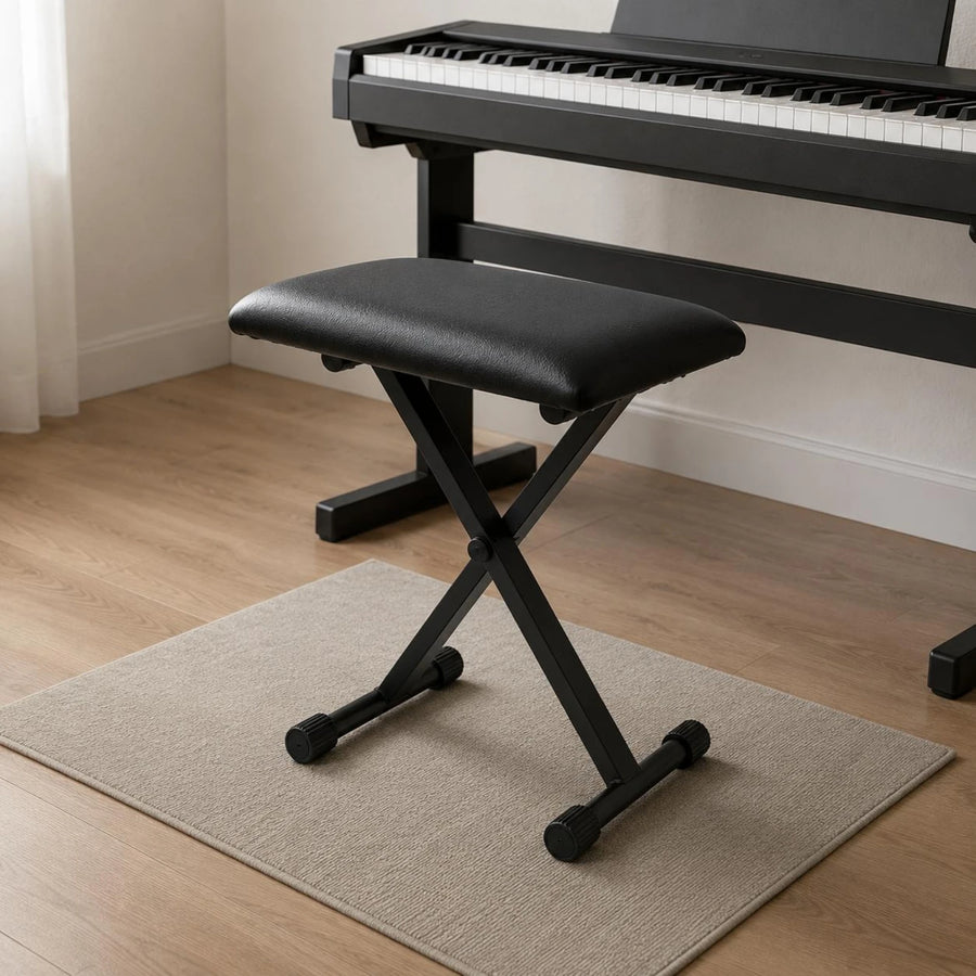 Banqueta Dobrável para Teclado e Piano — Estrutura Cruzada Reforçada