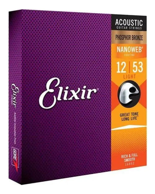 Encordoamento Elixir Violão Aço .012 Phosphor Bronze NANOWEB