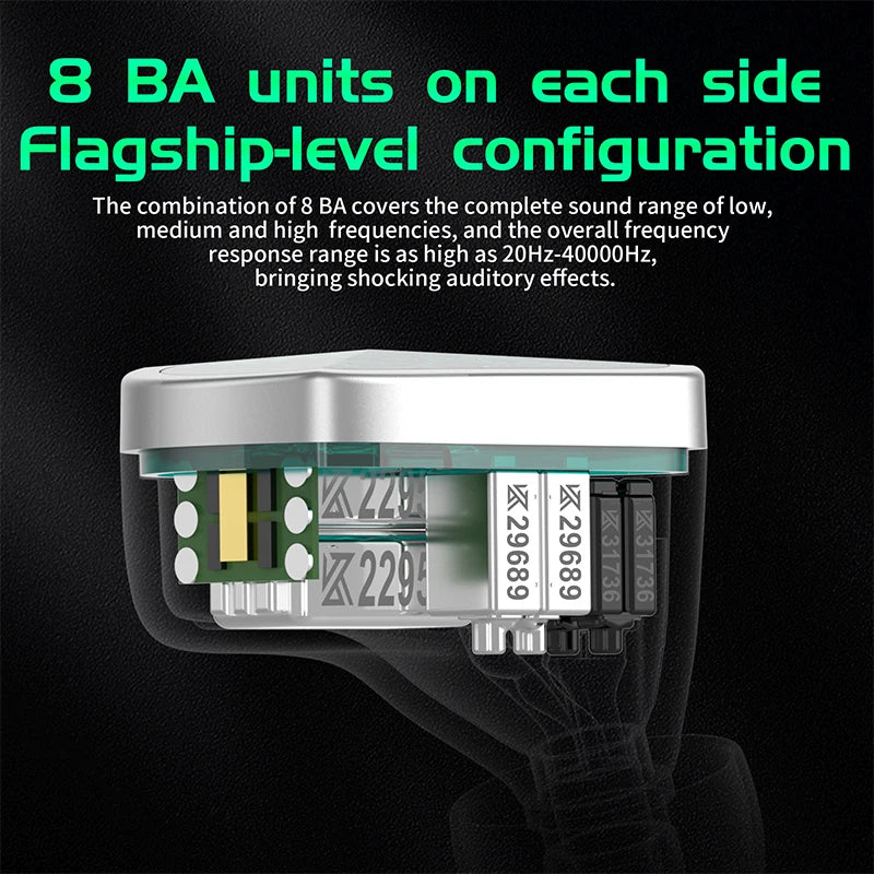 Fone Intra-auricular KZ AS16 Pro — 8 Balanced Armature, Monitor HiFi