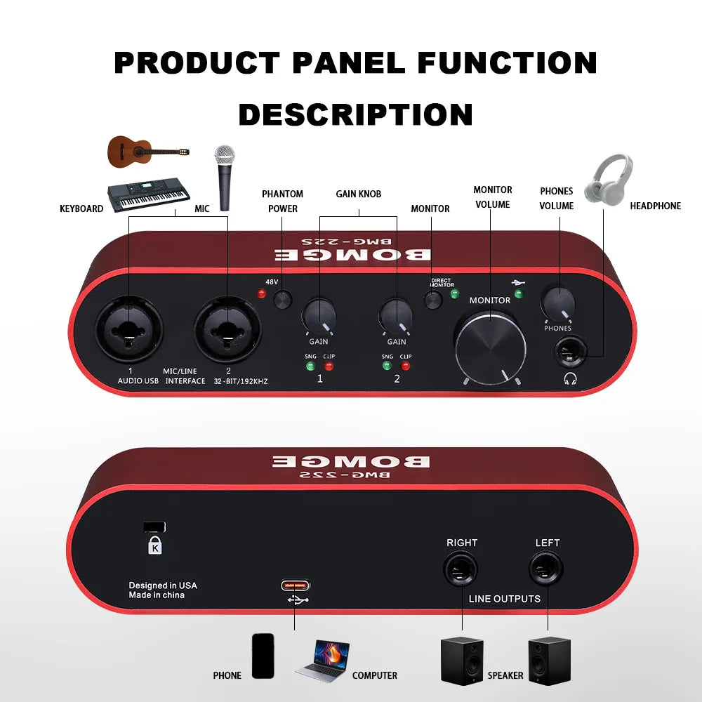 BOMGE BMG-22S Placa de Som 32-bit/192kHz
