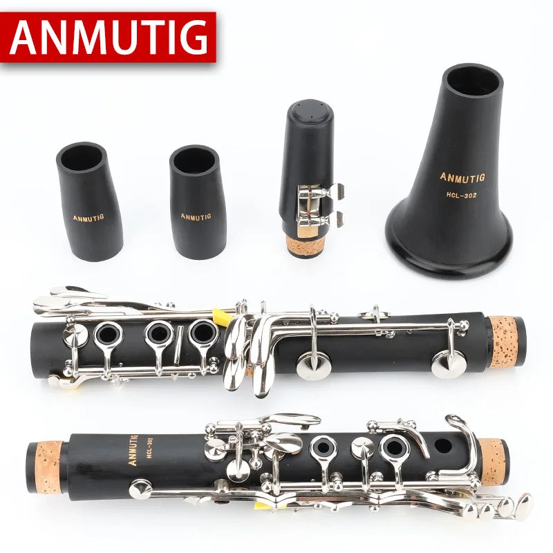ANMUTIG Clarinete Bb Niquelado 17 Chaves