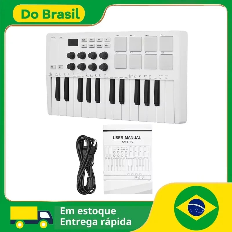 M-VAVE Controlador MIDI 25 Teclas com Pads RGB