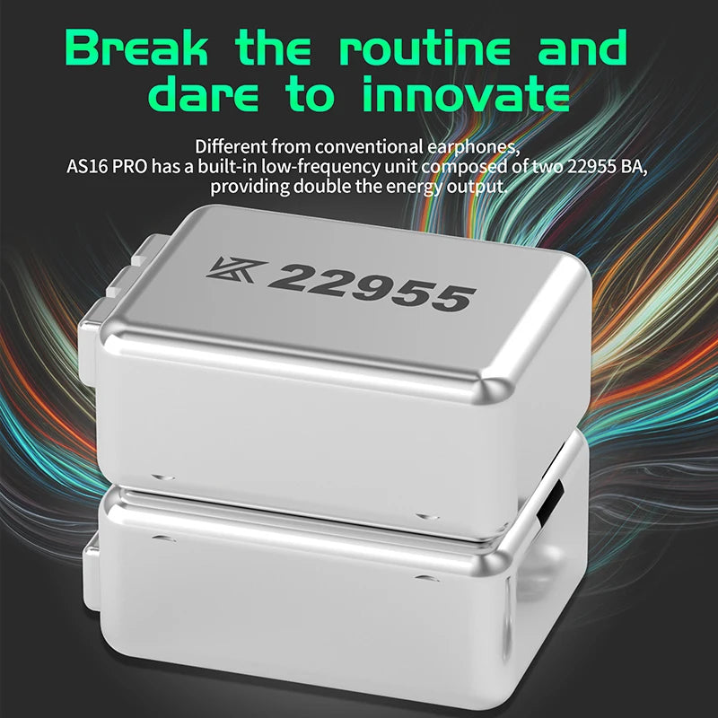 Fone Intra-auricular KZ AS16 Pro — 8 Balanced Armature, Monitor HiFi
