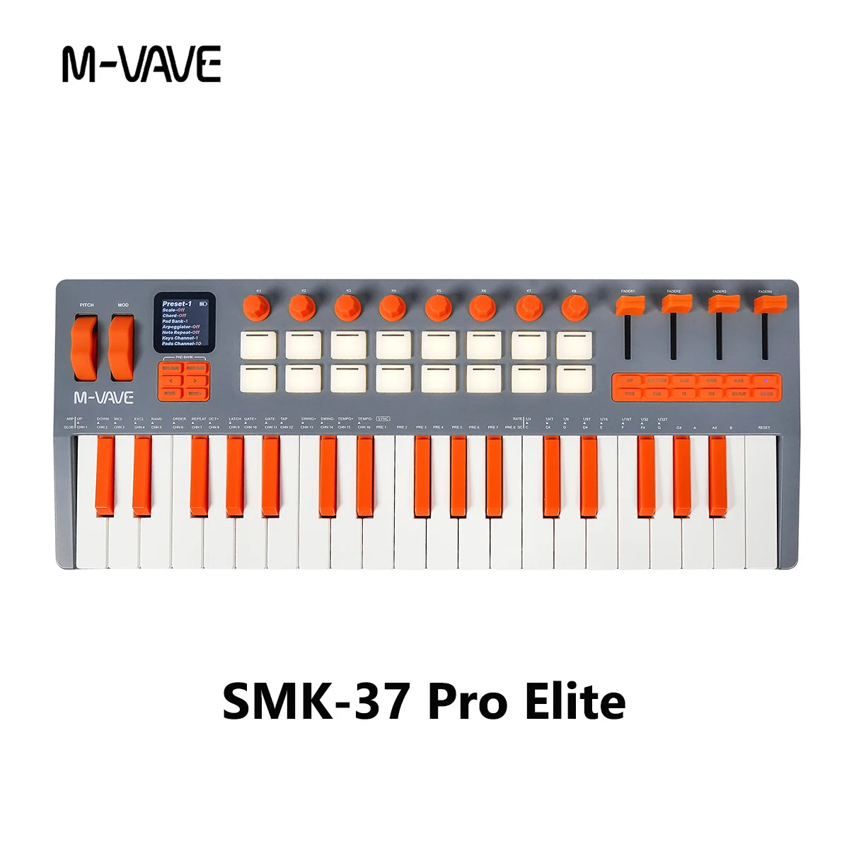 Teclado Controlador MIDI M-VAVE SMK-37 — 37 Teclas, 16 Pads RGB e Bluetooth