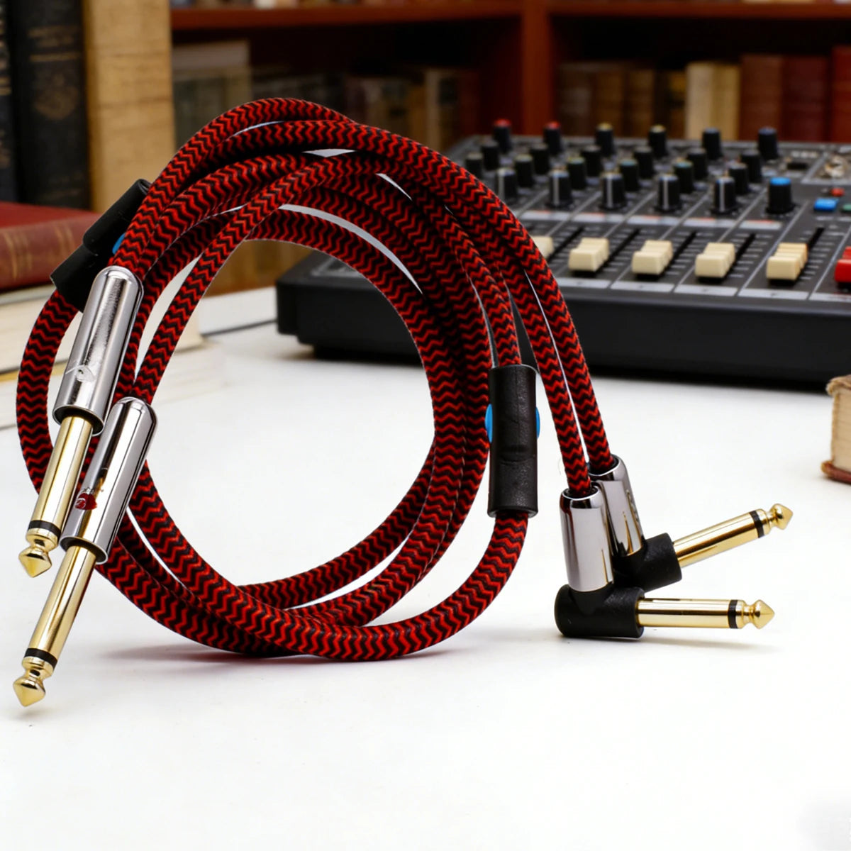 Cabo de Áudio TS 6.35mm Duplo para Mixer