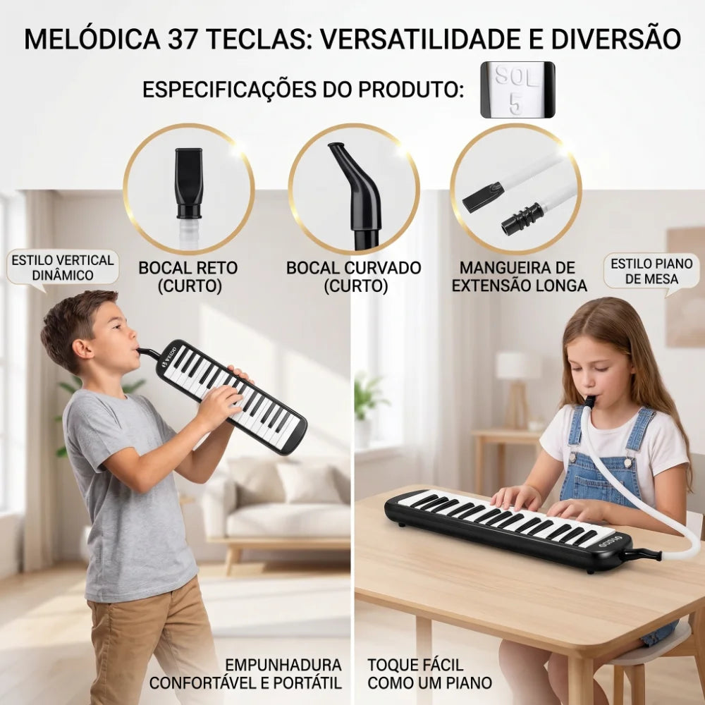 Escaleta 37 Teclas Profissional — Melódica para Iniciantes
