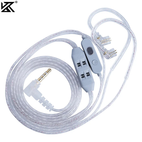 KZ Cabo T8 8 Vias Prateado 0.78mm 3.5mm