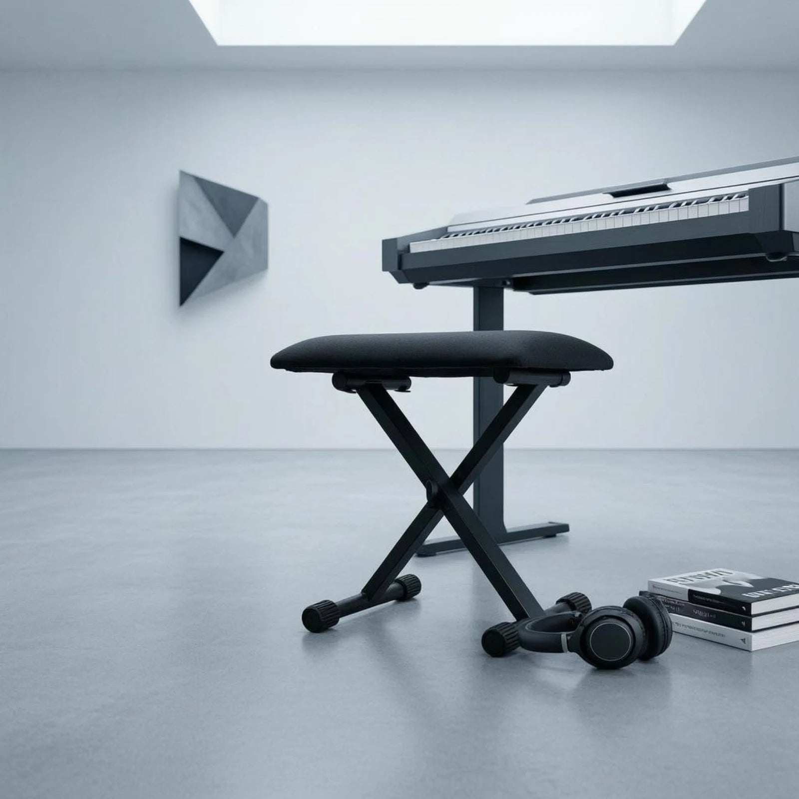 Banqueta Dobrável para Teclado e Piano — Estrutura Cruzada Reforçada