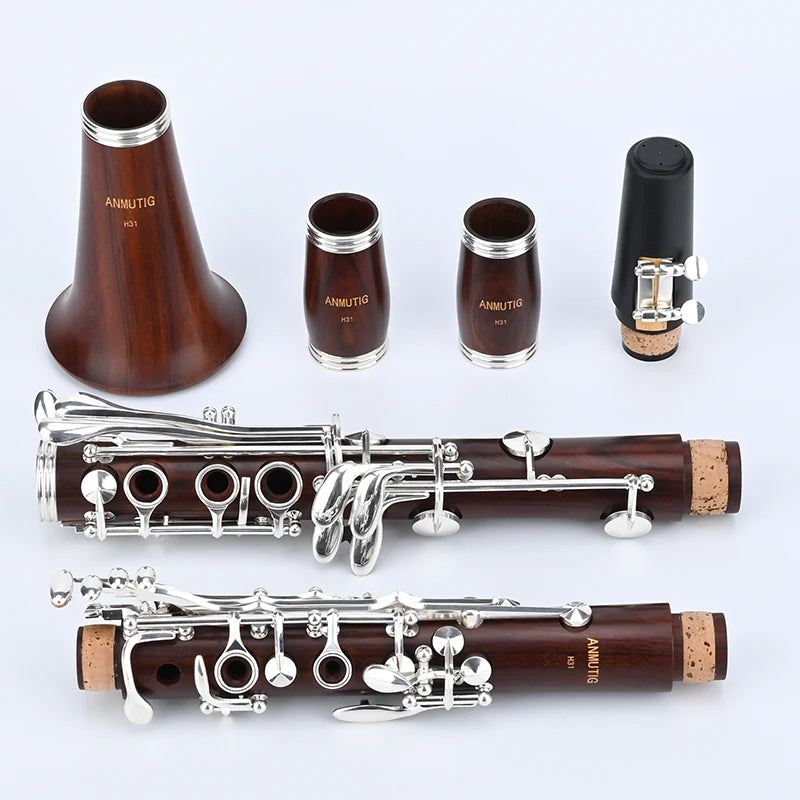 ANMUTIG Clarinete Bb Madeira Rosewood 17 Chaves