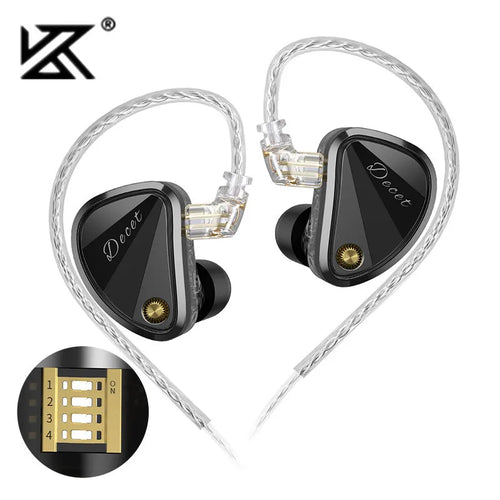 KZ Decet Fone 5DD 10 Drivers Cabo Prateado