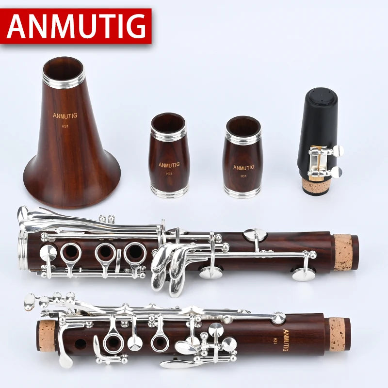 ANMUTIG Clarinete Bb Madeira Rosewood 17 Chaves