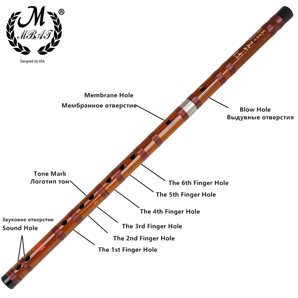 Flauta Dizi Chinesa de Bambu Profissional — Tons C, D, E, F e G