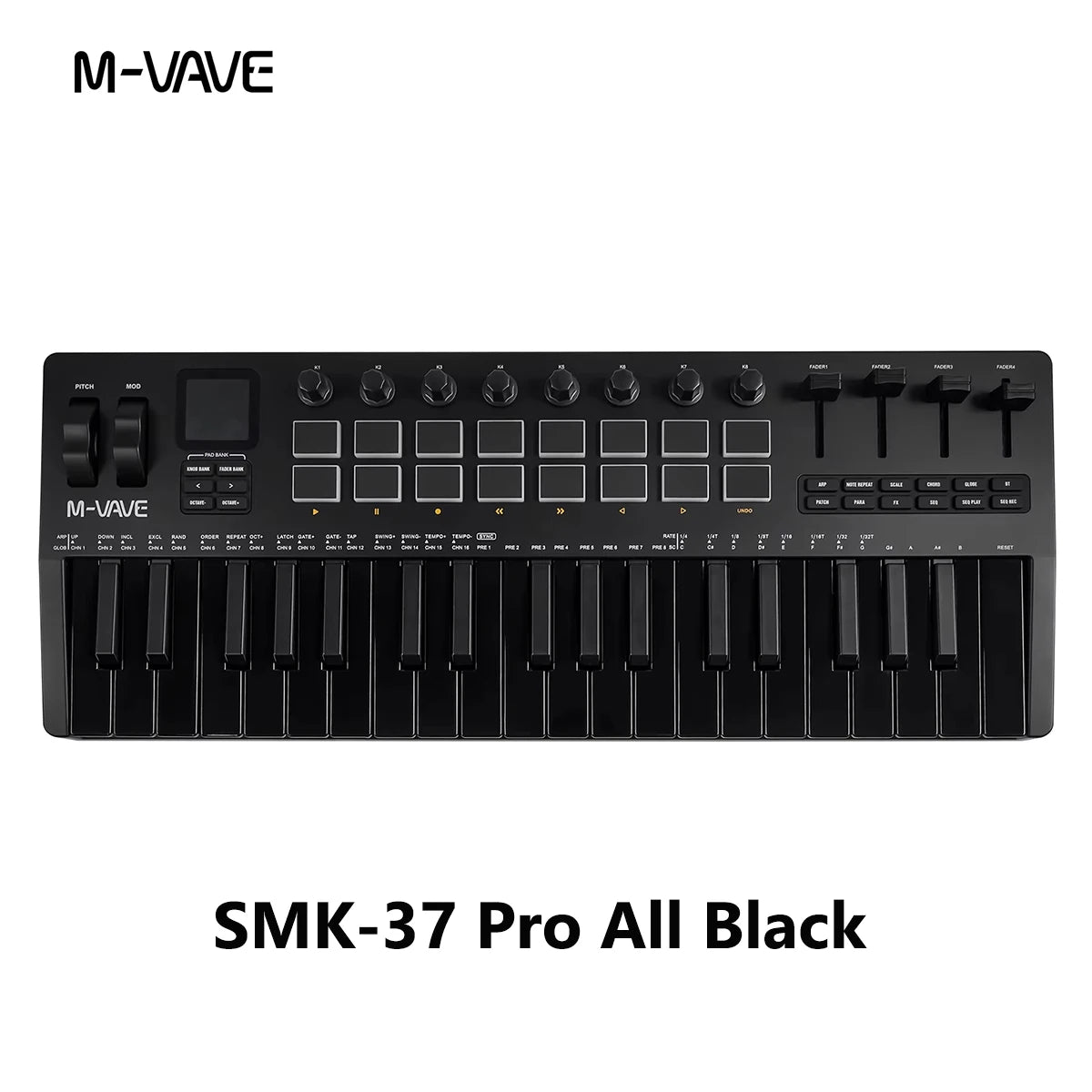 Teclado Controlador MIDI M-VAVE SMK-37 — 37 Teclas, 16 Pads RGB e Bluetooth