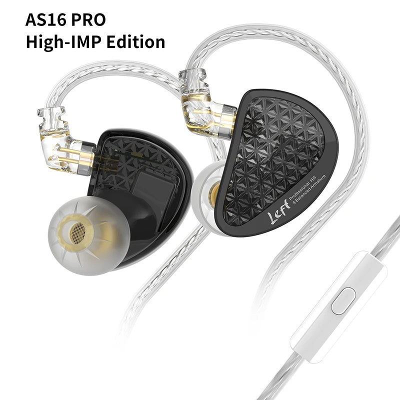 Fone Intra-auricular KZ AS16 Pro — 8 Balanced Armature, Monitor HiFi