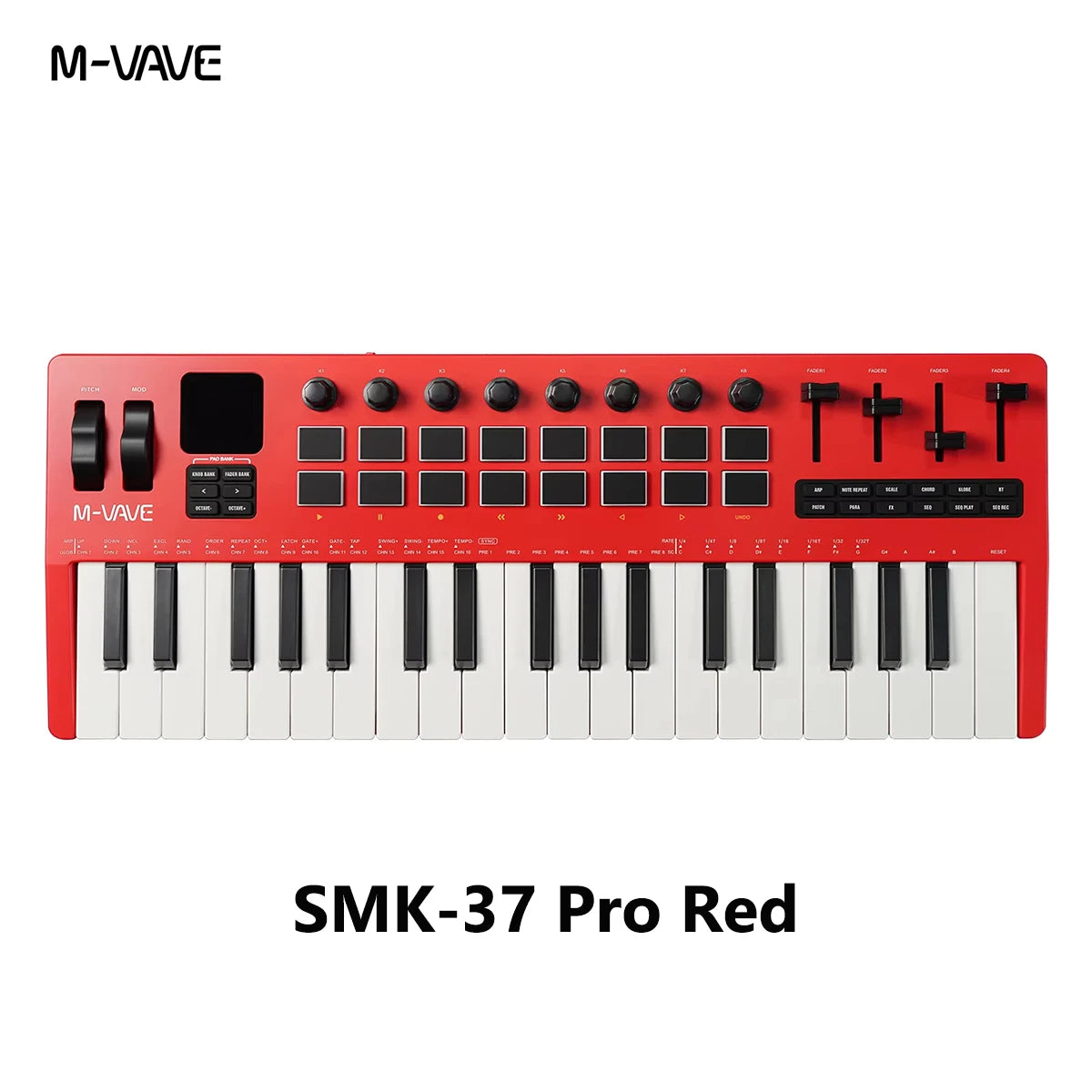 Teclado Controlador MIDI M-VAVE SMK-37 — 37 Teclas, 16 Pads RGB e Bluetooth