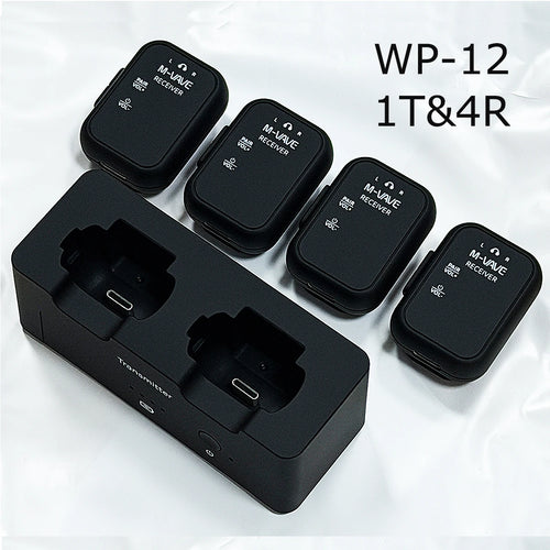 M-VAVE WP-12 1 Transmitter & 4 Receivers Wireless In-Ear Monitor System – 2.4GHz, 24bit/48kHz, 30m Range, 3ms Latency, for Stag