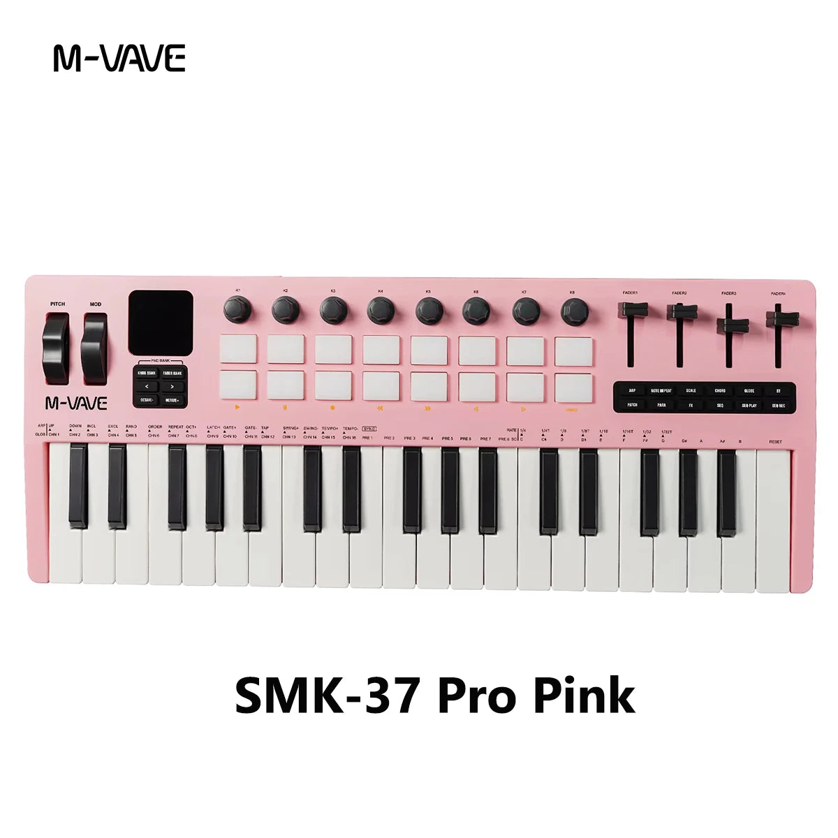 Teclado Controlador MIDI M-VAVE SMK-37 — 37 Teclas, 16 Pads RGB e Bluetooth
