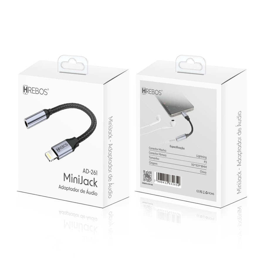Adaptador Lightning para Fone P3 3.5mm Hrebos AD-261 — Áudio e Microfone