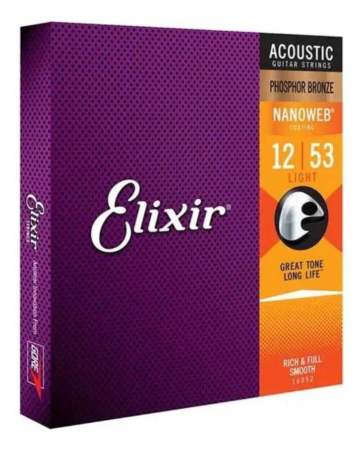 Encordoamento Elixir Violão Aço .012 Phosphor Bronze NANOWEB
