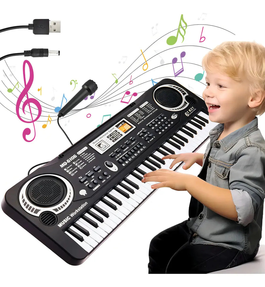Lictin Teclado Eletrônico Digital De 61teclas Para Crianças, Piano Elétrico Para Iniciantes Inclui Microfone
